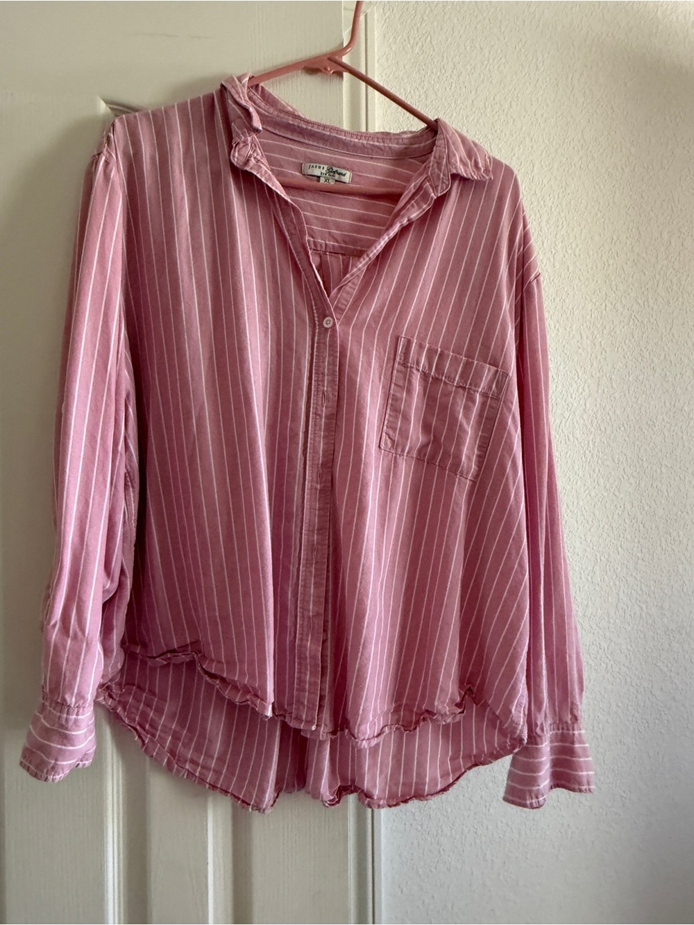 JACHS Girlfriend Pink Striped Button-Down Shirt